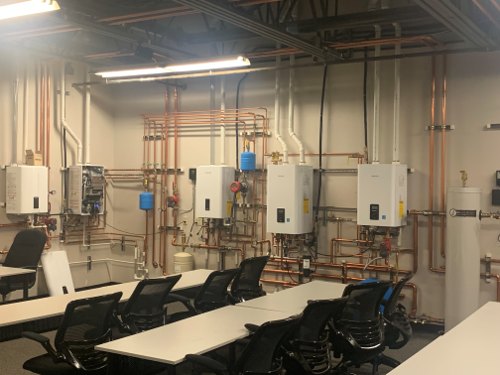 The training center, with equipment mounted for hands-on work